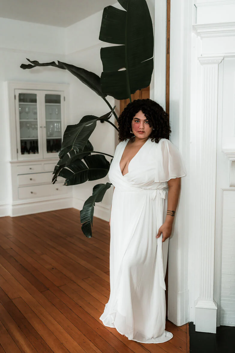 Kyla White Plus Size Wrap Dress - Image 3