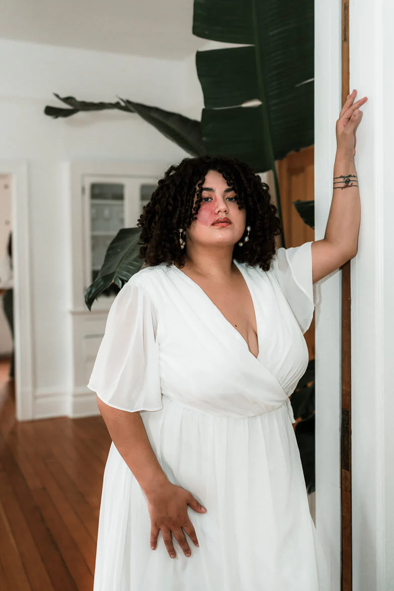 Kyla White Plus Size Wrap Dress - Image 4