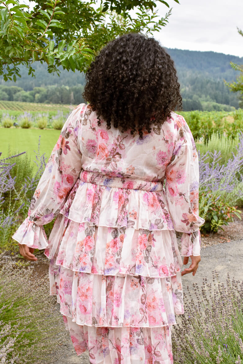 Wine Country Weekend Pink Floral Midi Dress - Image 4