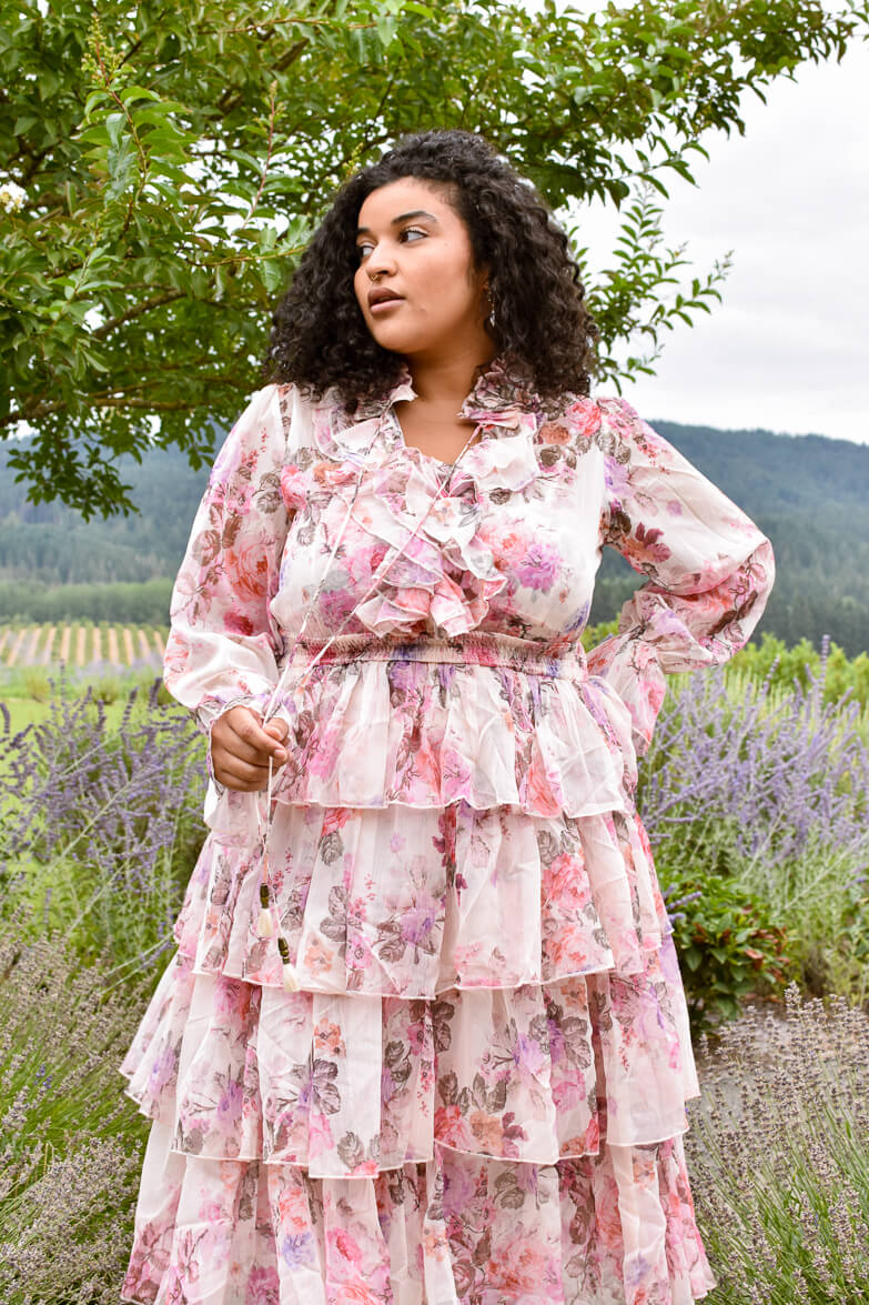 Wine Country Weekend Pink Floral Midi Dress - Image 6