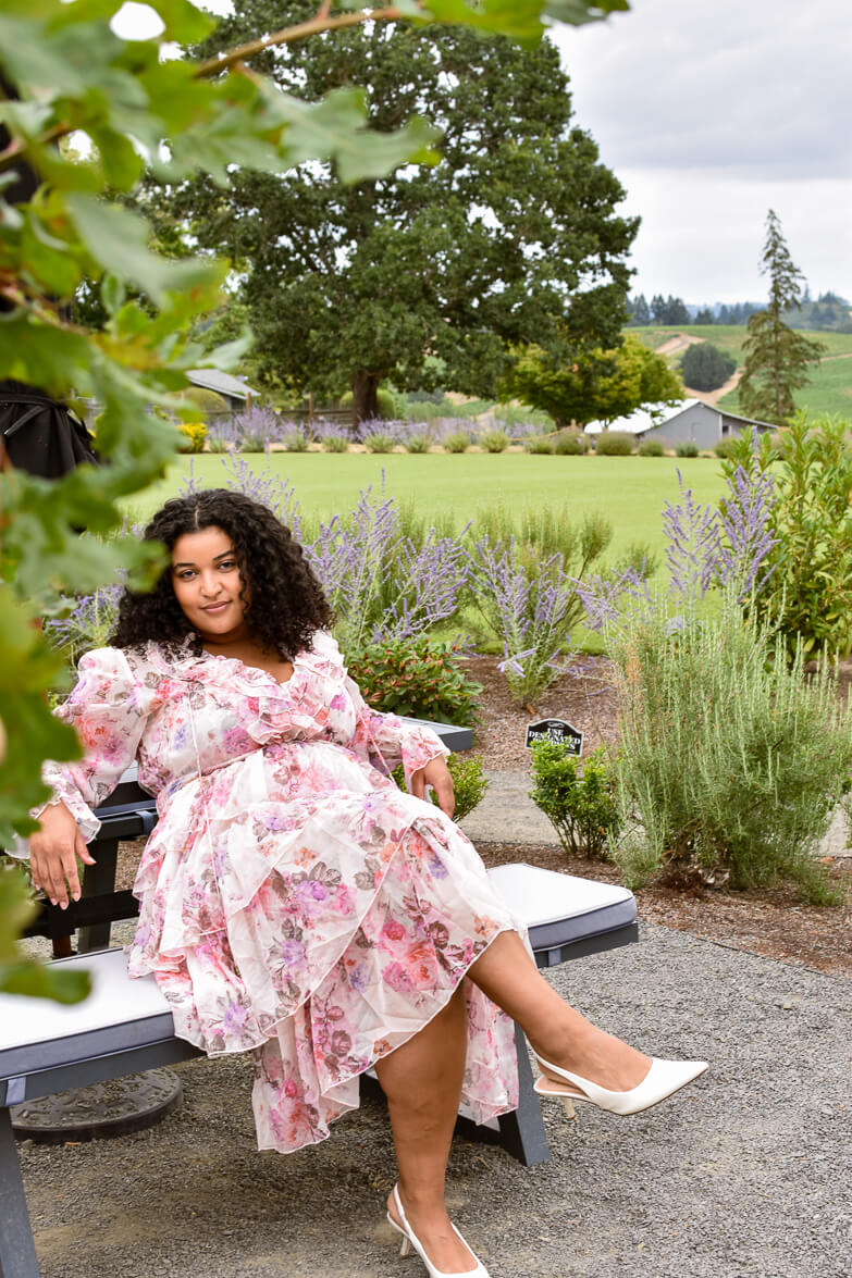 Wine Country Weekend Pink Floral Midi Dress - Image 7