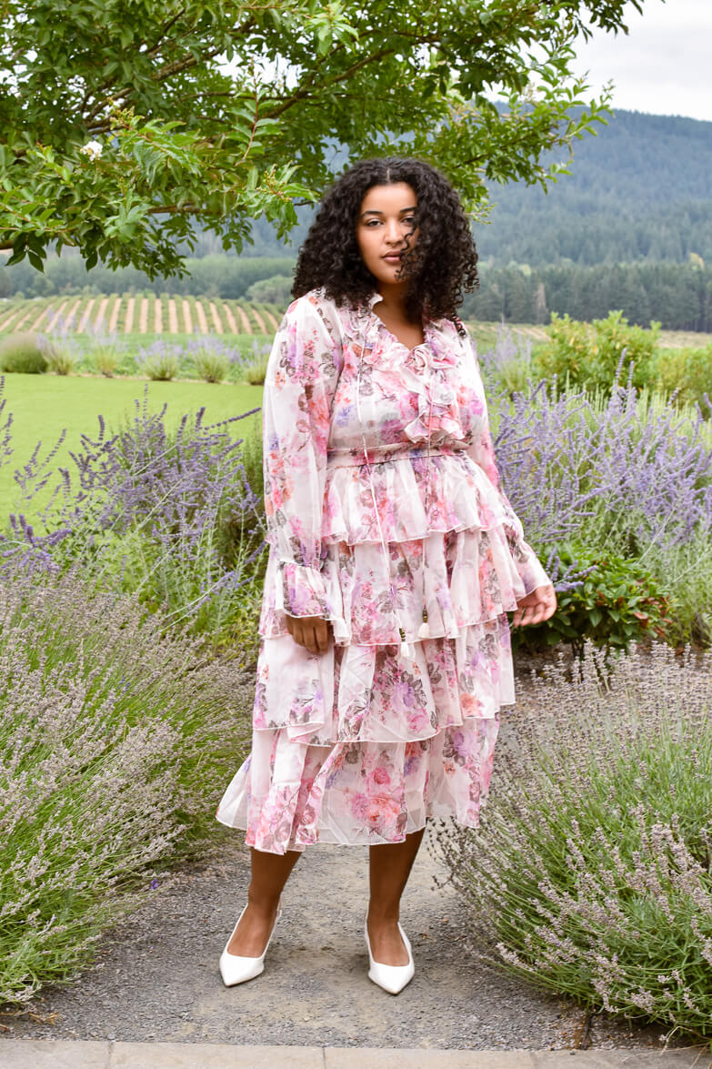 Wine Country Weekend Pink Floral Midi Dress - Image 8