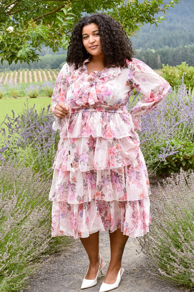 Wine Country Weekend Pink Floral Midi Dress - Image 9