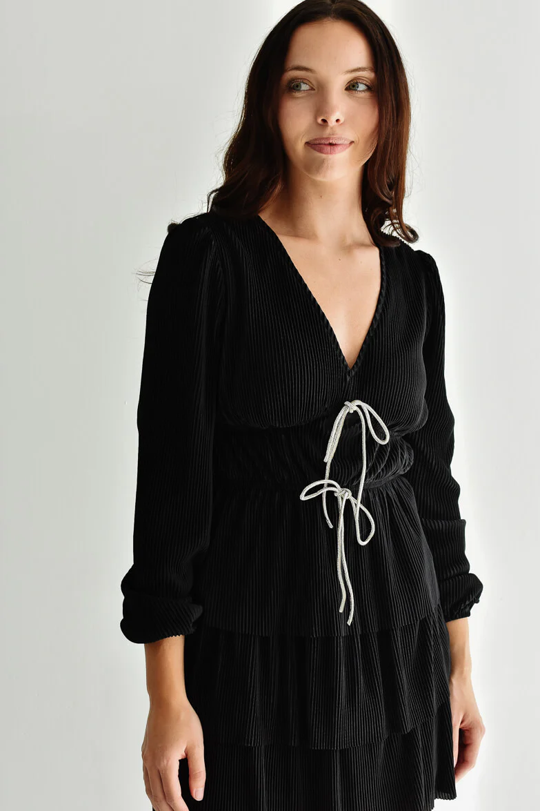Wren Rhinestone Bow Mini Dress - FINAL SALE - Image 3
