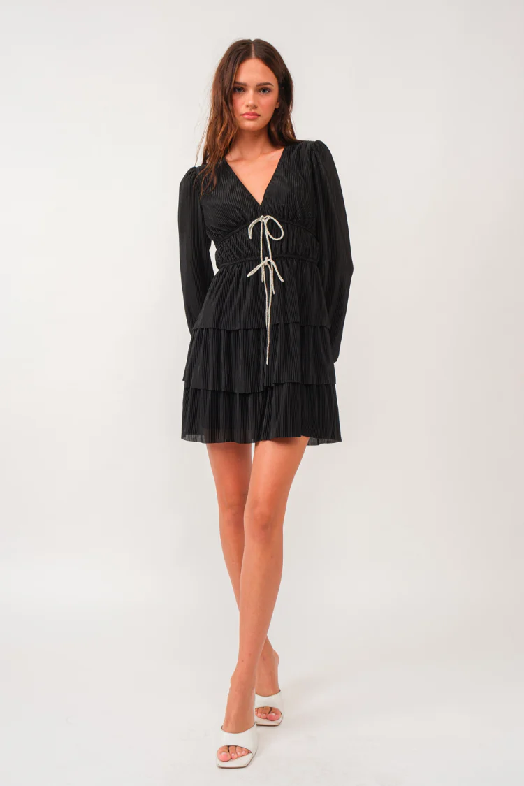 Wren Rhinestone Bow Mini Dress - FINAL SALE - Image 5