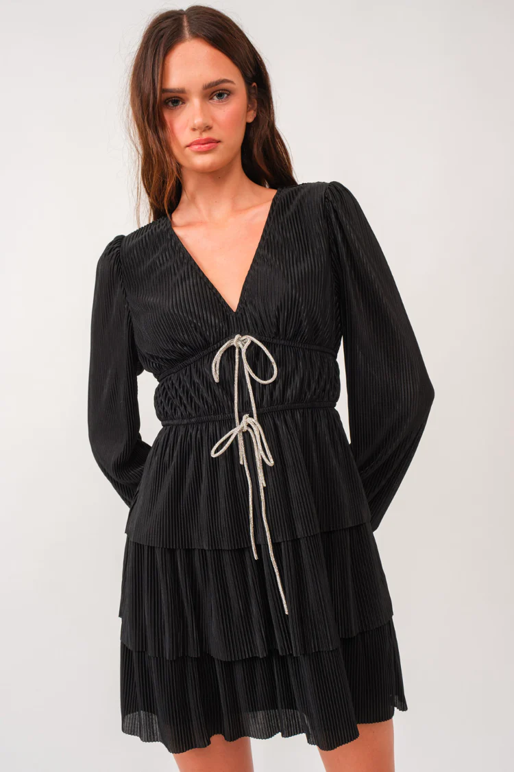 Wren Rhinestone Bow Mini Dress - FINAL SALE - Image 7