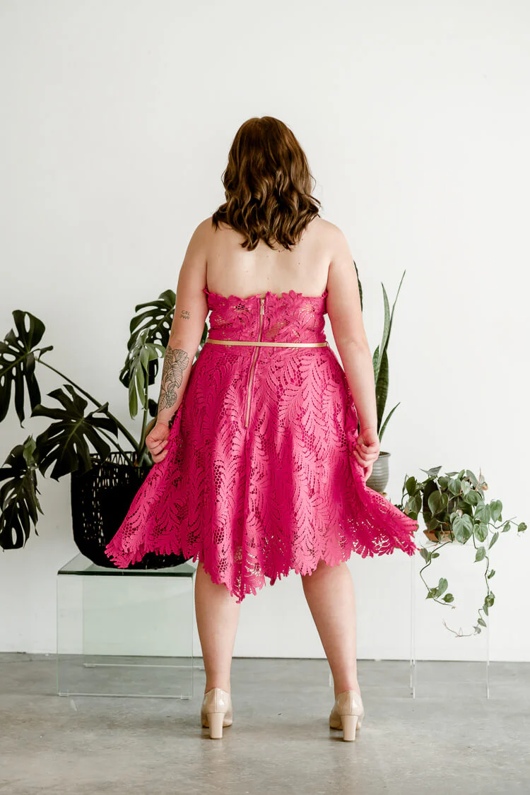 Yvette Lace A-Line Midi Dress - Pink - FINAL SALE - Image 3