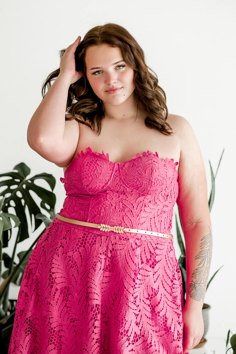 Yvette Lace A-Line Midi Dress - Pink - FINAL SALE - Image 4